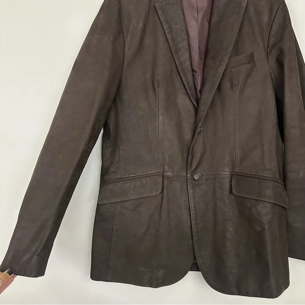 Banana Republic Brown Leather Blazer Coat
